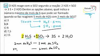 Reagente em Excesso e Limitante com número de mols [upl. by Kerwon538]