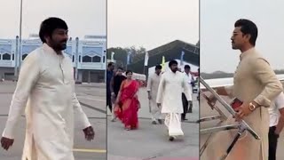 Megastar Chiranjeevi and Ram Charan Off To Ayodhya Ram Mandir Mega Event [upl. by Moth]