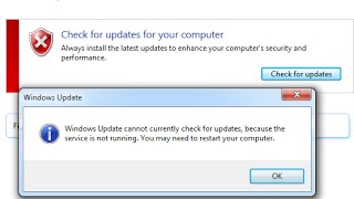 Windows Update cannot currently check for updates because the service is not running in Windows 7 [upl. by Liebermann416]