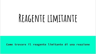 Reagente limitante e in eccesso esercizio [upl. by Stoneham244]