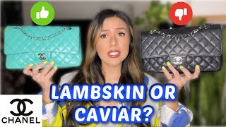 CHANEL LAMBSKIN VS CAVIAR Which should you get ProsCons Review Chanel Classic Double Flap Bag [upl. by Yelehsa]