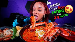 2X SPICY LOBSTER TAIL amp KING CRAB CARBONARA NOODLE SEAFOOD BOIL MUKBANG ASMR  QUEEN BEAST [upl. by Allene]