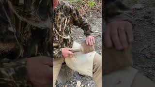 Breaking down spalling and preforming a partial nodule for flint knapping [upl. by Nedloh591]