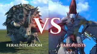 WARHAMMER III Total War  Feral Stegadon VS Vargheists [upl. by Virgin]