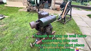 Stationary engine cutting steel with hacksaw [upl. by Kolnos]