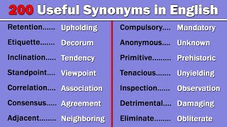 200 Useful Synonym Words in English  Build up Your English Vocabulary [upl. by Assilev]