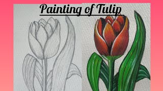 How to paint Tulip 🌷 Acrylic paintingMy Creations 2021 [upl. by Anauqahc20]