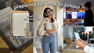 PREPARING FOR BACK TO SCHOOL 🖇 shopping for ESSENTIALS whats in my college backpack amp study tips [upl. by Jacynth]