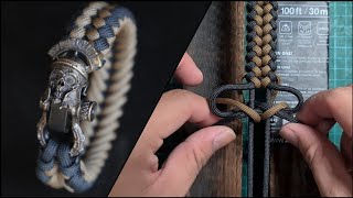 How to make Sanctified Knot Paracord Bracelet with Bead and Shackle Buckle Bracelet By ThreeBrclt [upl. by Newo]