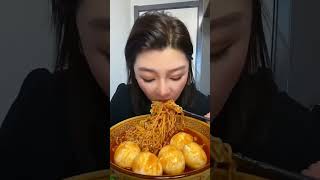 Spicy Chinese noodles eating show with sounds 🔥 shortsfeed asmr noodles koreaneatingshow food [upl. by Ycal570]