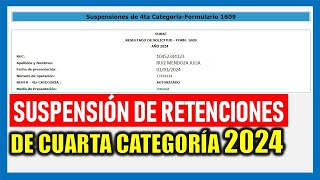 Suspensión de Cuarta Categoría 2024  SUNAT [upl. by Stander]