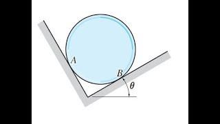 412 The homogeneous cylinder of weight W rests in a frictionless rightangled corner statics [upl. by Lougheed479]