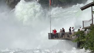 Rheinfall Switzerland Extrem Wasser Sommer 2024  Swiss View [upl. by Gapin]