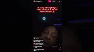 21 Savage listening to Ayra Starr’s commas song and singing the lyrics word for word shorts [upl. by Madriene]