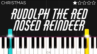 Christmas  Rudolph the Red Nosed Reindeer  EASY Piano Tutorial [upl. by Nodarb]