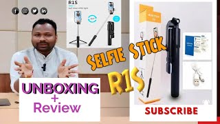 Selfie Stick R1S Unboxing amp Review  Bluetooth Selfie Stick Tripod With Light [upl. by Abroms]