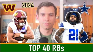 TOP 40 RB RANKINGS  2024 Fantasy Football [upl. by Stockton875]