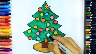 Wie zeichnet man Weihnachtsbaum 🎄  Ausmalen Kinder HD  Malen für Kinder  Zeichnen und Färben [upl. by Sobel]