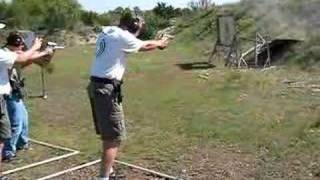 Stump Shoot Shooting a 2x4 in half with Pistols [upl. by Edbert]