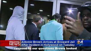 Antonio Brown Turns Himself In After Arrest Warrant Spends Night in Jail [upl. by Ahseenyt]