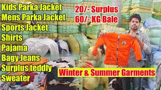 20 Surplus 60 Kg Bale Parka Jacket Bagi Jeans Shirt Jacket Sweater Kids Mix Dress Pajama [upl. by Hgiellek]