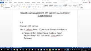 OPERATIONS MANAGEMENT 1  Chapter 1 Single factor productivity Part 1 [upl. by Tabber]