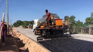 How is asphalt distributor working in Tanzania [upl. by Averell]