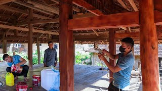 The Process of Cleaning and Buying Paint to Repaint a Wooden House  Family Farm [upl. by Yrrek]