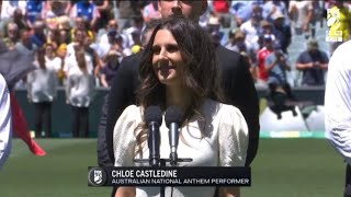 Australian National Anthem performed by Chloe Castledine at the Men’s Ashes Cricket Australia [upl. by Akemeuwkuhc109]