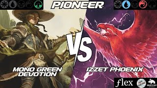 Mono Green Devotion VS Izzet Phoenix MTG Pioneer [upl. by Esinehc994]