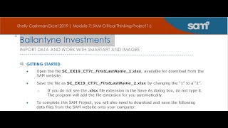 Shelly Cashman Excel 2019  Module 7 SAM Critical Thinking Project 1c Ballantyne Investments [upl. by Foulk]