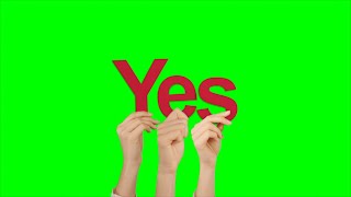 Hands Holding up Yes Text on Green Screen Background  4K  FREE TO USE [upl. by Roma709]