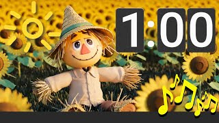 1 Minute October Countdown Timer with Happy Music 🎵 Sunny Scarecrow Theme 🌻 [upl. by Nannahs]