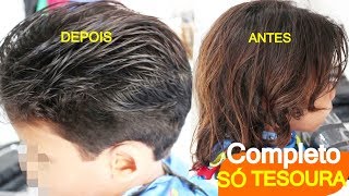 Corte de Cabelo Masculino Social Com a TesouraCabelo Grande Passo a Passo Completo 2018 [upl. by Yetti857]