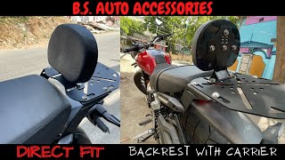 Honda CB350 RS  Pillion Backrest with Luggage Carrier  BS Auto Accessories [upl. by Lirpa]