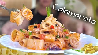 CALAMARATA Pasta con Calamari 🦑 Italian food [upl. by Enirolf702]