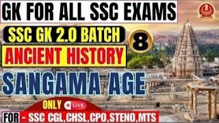 Lecture  8 Sangam Age Ancient History By Parmar SSC [upl. by Ziwot508]