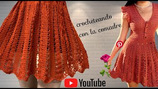 Tutorial Vestido FALDA ✨PrimaveraVerano✨ a crochet parte1 crocheteando con la comadre [upl. by Llertnor]