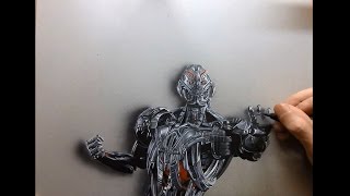 drawing time lapse  hyperrealistic art  how to draw ultron [upl. by Meggs425]