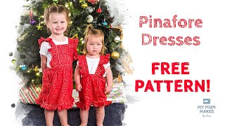 PINAFORE DRESS FREE PATTERN  Sewing Kids Clothes Tutorial DIY Christmas Outfit Ideas for Kids [upl. by Mitchael]