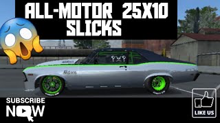 no limit drag racing 20 chevy nova big block all motor on 25x10 slicks ⅛ mile tune [upl. by Corrie286]