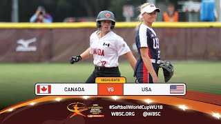 Highlights  Game 18 Canada vs USA  2024 WBSC U18 Womens Softball World Cup Group C [upl. by Mohorva192]