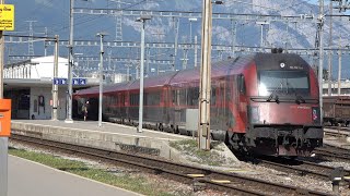 IR 13 nach Chur  Bahnverkehr in Buchs  ÖBB Railjet  S4 nach StGallen [upl. by Zobe]