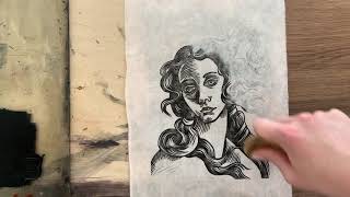 Linocut printmaking process  Botticelli edition [upl. by Fanny]