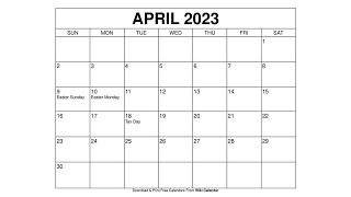 Free Printable April 2023 Calendar Templates With Holidays  Wiki Calendar [upl. by Zoila]