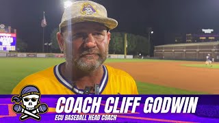 ECU Baseball Coach Cliff Godwin after the series win over USF [upl. by Nagyam547]