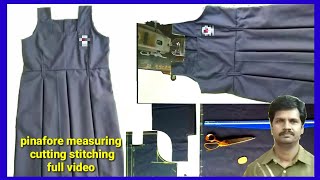 School uniform pinafore measuring cutting stitching full video step by step explanationdress tailor [upl. by Mailliwnhoj527]