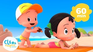 Vamos a la playa y más canciones infantiles de Cleo y Cuquín  Familia Telerín 60 min [upl. by Anolahs618]