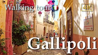 Gallipoli Puglia Italy【Walking Tour】History in Subtitles  4K [upl. by Asor]