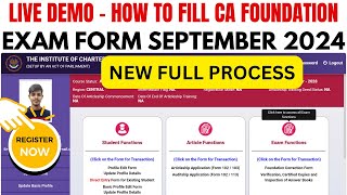 How to Fill CA foundation September 2024 Exam form  CA foundation September 2024 Exam Form process [upl. by Eilahs570]